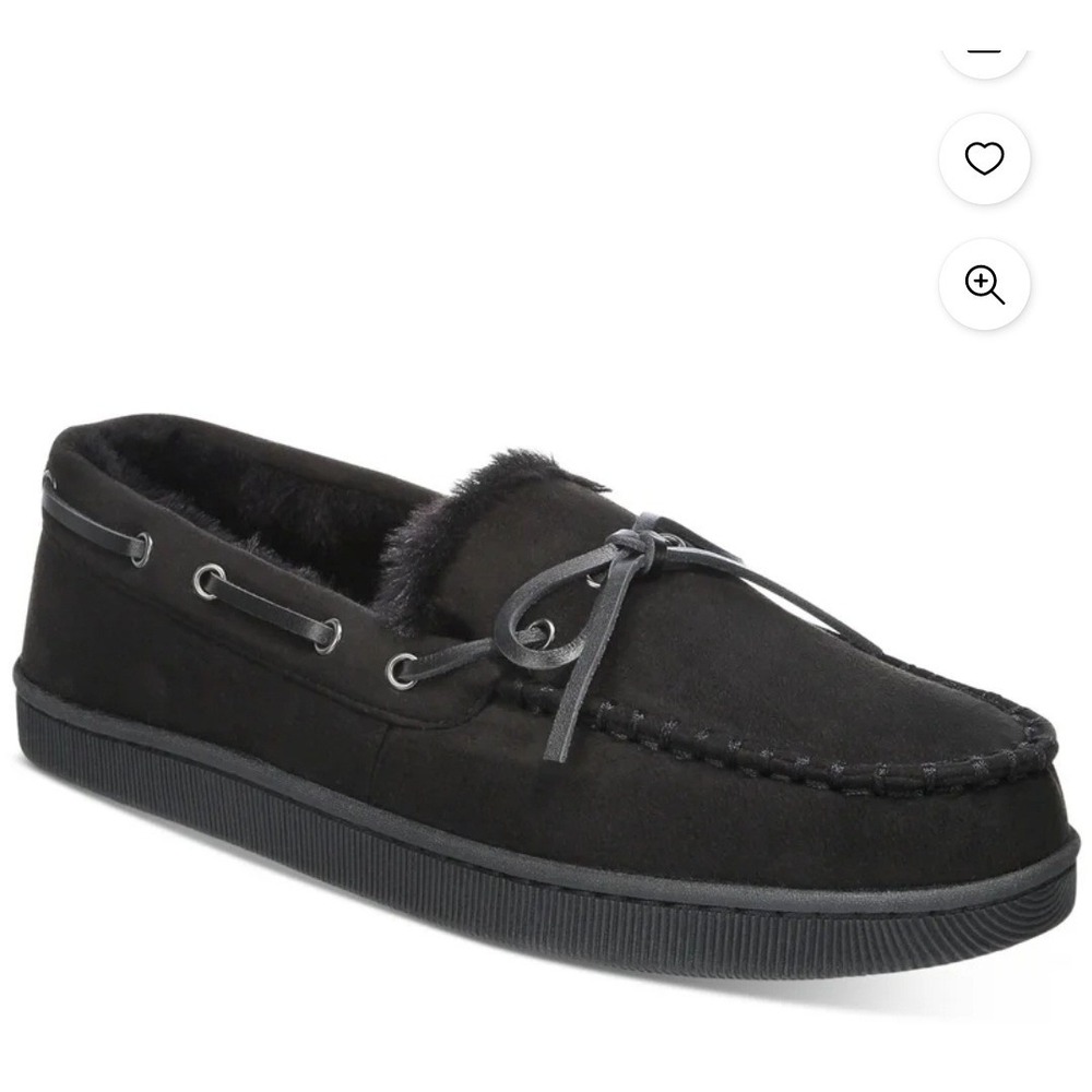 Club Room Moccasin Slippers Mens Indoor Outdoor Foam Black Medium 8-9